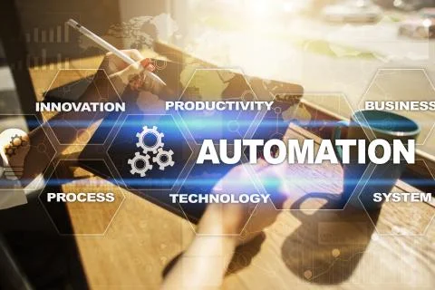 Automation concept as innovation, improving productivity in technology processes Stock Illustration