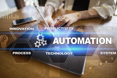 Automation concept as innovation, improving productivity in technology processes Stock Illustration