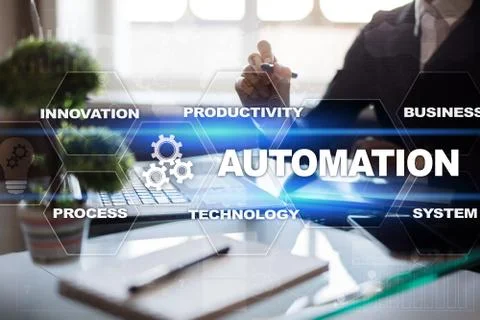 Automation concept as innovation, improving productivity in technology processes Stock Illustration