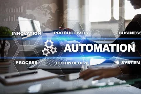 Automation concept as innovation, improving productivity in technology processes Stock Illustration