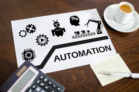 Automation concept on a paper Stock Photos