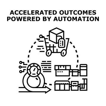 Automation concept a streamlined production or delivery process from initial  Stock Illustration
