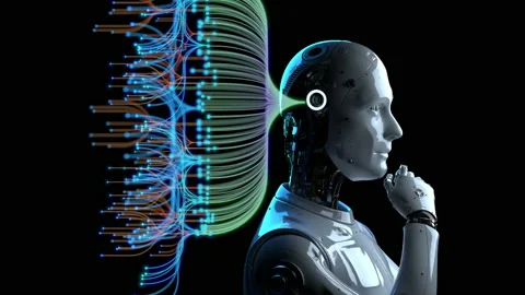 Automation data analytic with robot Stock Footage 171800850