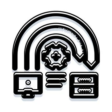 Automation data process technology network system icon Illustrazione stock