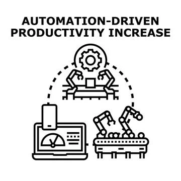 Automation driven productivity increase concept vector イラスト素材