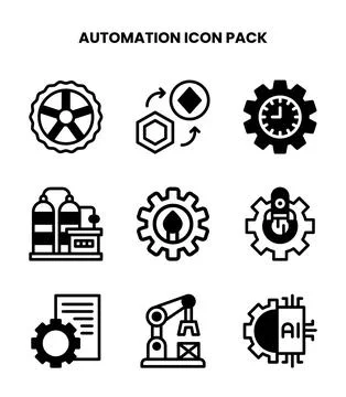 Automation DuoTone Bundle Icons Pack Illustrazione stock