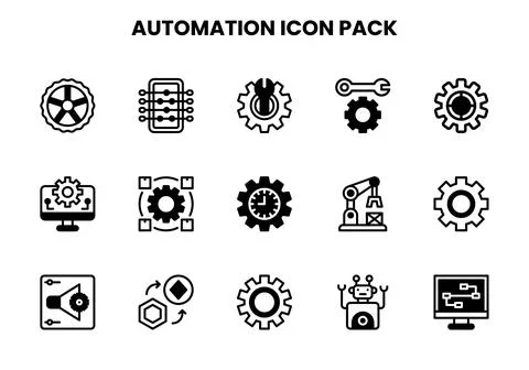 Automation DuoTone Icons Pack Stock Illustration