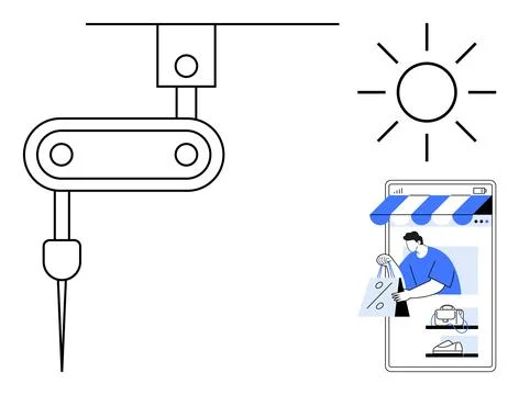 Automation, e-commerce, online shopping, technology, innovation, productivity Stock Illustration