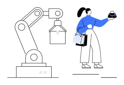 Automation, ecommerce, artificial intelligence, retail technology, futuristic Stock Illustration