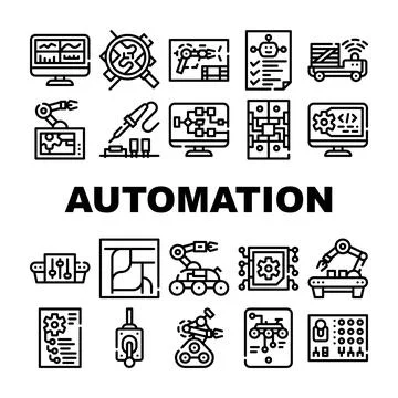 Automation Engineer Collection Icons Set Vector Illustrations Stock Illustration