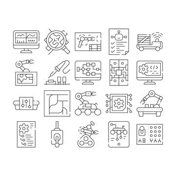 Automation Engineer Collection Icons Set Vector Illustrations Stock Illustration