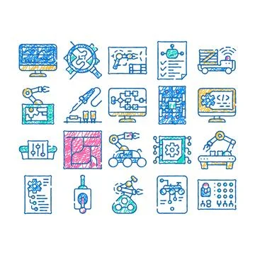 Automation engineer icon hand drawn 스톡 일러스트