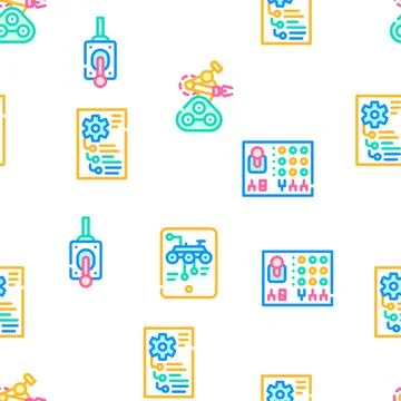 Automation Engineer Vector Seamless Pattern Stock Illustration