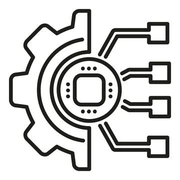 Automation engineering connecting gear and microchip data 스톡 일러스트