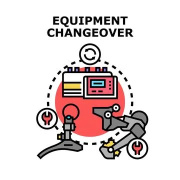 Automation equipment changeover process preparing production line イラスト素材