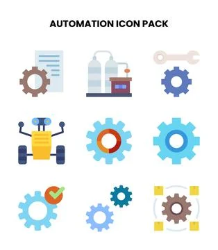 Automation Flat Bundle Icons Pack Stock Illustration