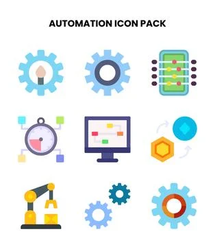 Automation Flat Bundle Icons Pack Stock Illustration