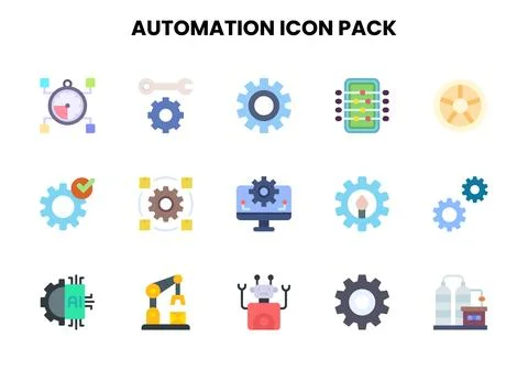 Automation Flat Design Icons Pack Stock Illustration