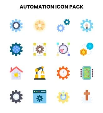 Automation Flat SVG Icons Pack Stock Illustration