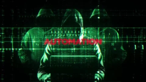 Automation on hacking screen in technology Stock Footage 339326668