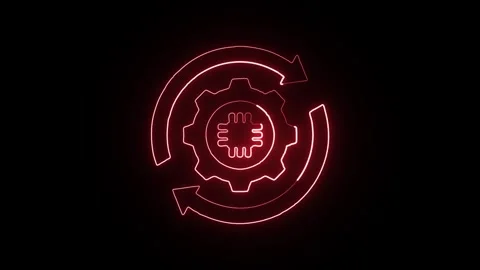 Automation Icon Isolated on Black Background, Process Control Neon Line Mot.. Stock Footage 327023903