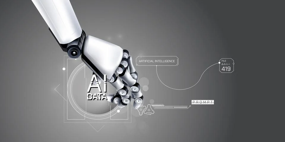 From automation to intelligence, the development of artificial intelligence Stock Illustration
