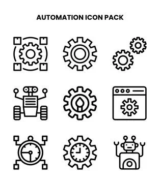 Automation Line Bundle Icons Pack Illustrazione stock