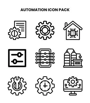 Automation Line Graphics Icons Pack Stock Illustration