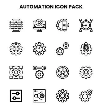 Automation Line Vector Icons Pack 스톡 일러스트