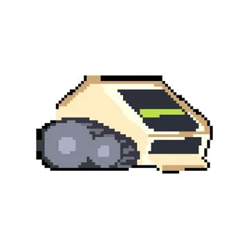 Automation mini robot sorting trash pixel art vector illustration Stock Illustration