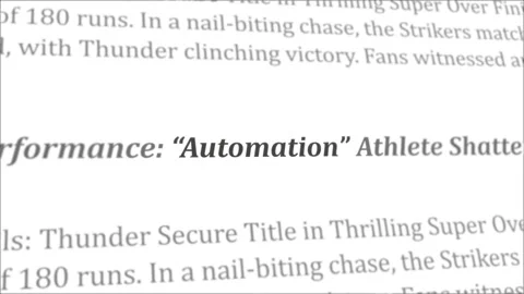 Automation news headline in different articles Stock Footage 246409907