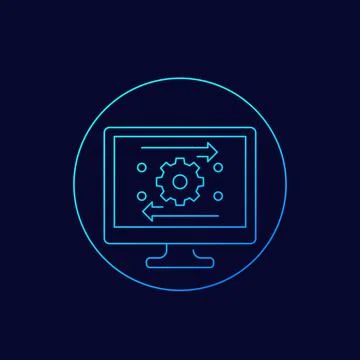 Automation, optimization software vector linear icon Stock Illustration