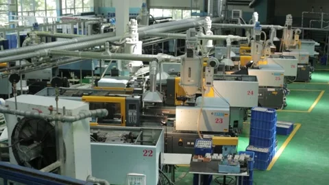 Automation of the plastic molding process molding of plastic Stock Footage 158749742