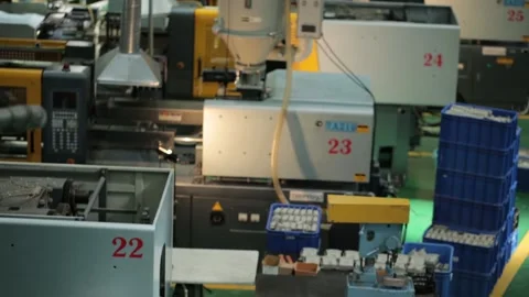 Automation of the plastic molding process molding of plastic Stock Footage 158749857