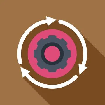 Automation process cycle with gear flat icon Stock Illustration