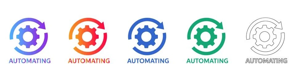 Automation Process Gear Icons with Refresh Arrow Stock Illustration