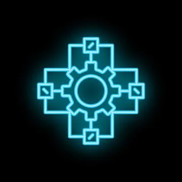 Automation process neon icon representing workflow optimization Illustrazione stock