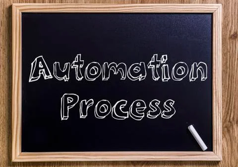Automation Process - New chalkboard with 3D outlined text Foto stock