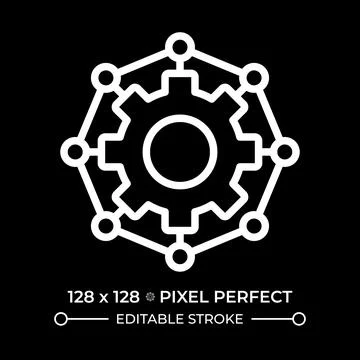 Automation process pixel perfect white linear icon for dark theme Stockillustratie