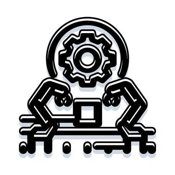 Automation process with robotic arms assembling product Stock Illustration