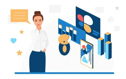 Automation of processes using artificial intelligence in business management. Stock Illustration