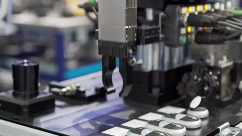 Automation product manufacture engineering technology factory metal work Stock Footage 334587260