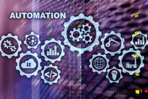 Automation productivity increase concept. Technology Process on a server room 스톡 사진
