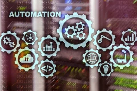 Automation productivity increase concept. Technology Process on a server room Foto stock