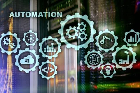 Automation productivity increase concept. Technology Process on a server room 스톡 사진