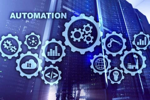Automation productivity increase concept. Technology Process on a server room Foto stock