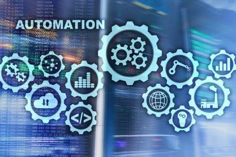 Automation productivity increase concept. Technology Process on a server room 스톡 사진
