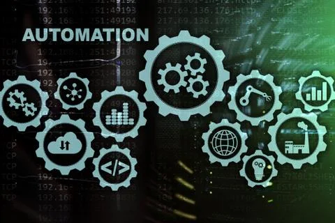 Automation productivity increase concept. Technology Process on a server room 스톡 사진