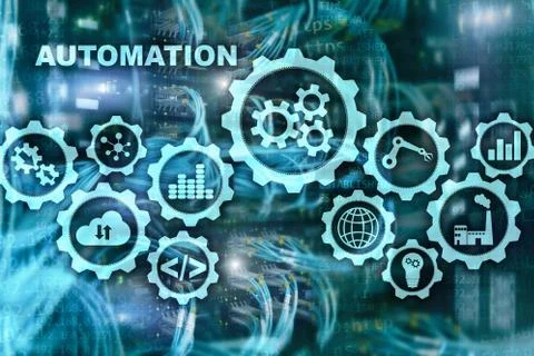 Automation productivity increase concept. Technology Process on a server room 스톡 사진