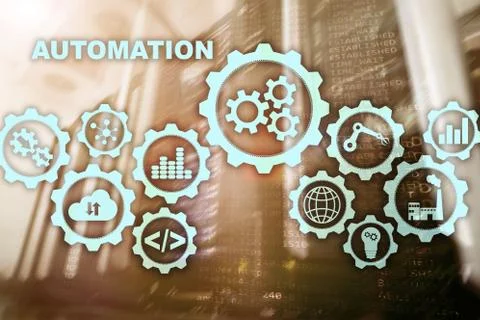Automation productivity increase concept. Technology Process on a server room 스톡 사진